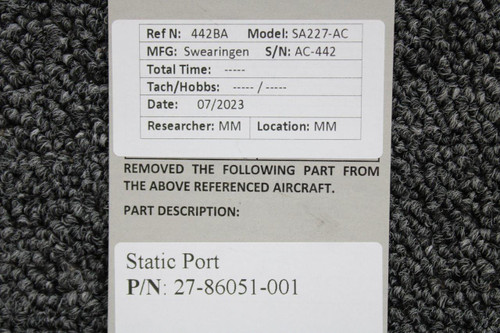 27-86051-001 Swearingen SA227-AC Static Port