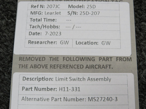 H11-331 Alternative Part Number MS27240-3 LearJet 25D Limit Switch Unit