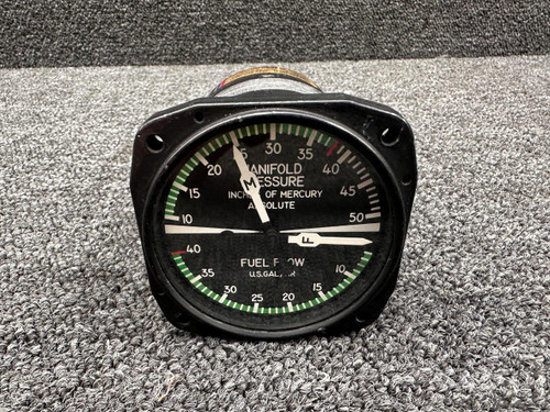 United Instruments 6533-1 (Alt: 599-185) United Instruments Manifold Pressure, Fuel Flow Indicator 