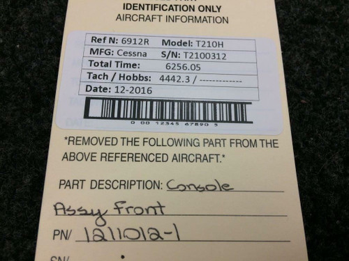 1211012-1 Cessna T210H Console Assembly Front