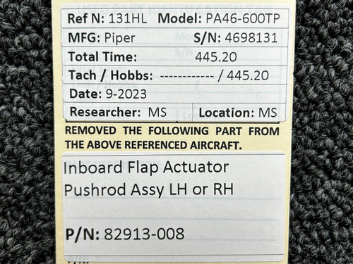 Piper Aircraft Parts 82913-008 Piper PA46-600TP Inboard Flap Actuator Pushrod Assembly LH or RH 
