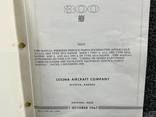 D567-13 Cessna 300 Automatic Direction Finder Service, Parts Manual (1967)