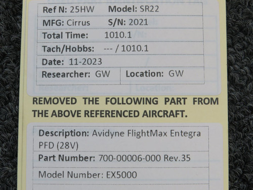 700-00006-000 Rev.35 Avidyne EX5000 FlightMax Entegra PFD, 28 Volts For ...