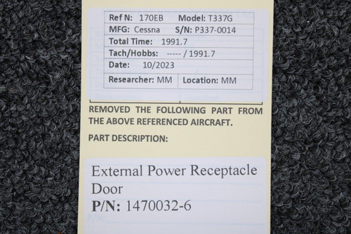 Cessna Aircraft Parts 1470032-6 Cessna T337G External Power Receptacle Door 