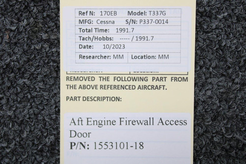 Cessna Aircraft Parts 1553101-18 Cessna T337G Aft Engine Firewall Access Door 