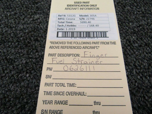 0626111 Cessna 305A L-19 Finger Fuel Strainer