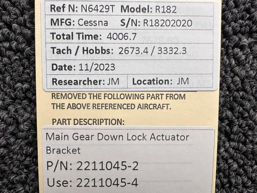 2211045-2 (Use: 2211045-4) Cessna R182 Main Gear Down Lock Actuator Bracket