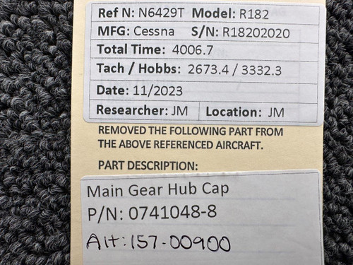157-00900 (Alt: 0741048-8) Cessna R182 Cleveland Main Gear Hub Cap