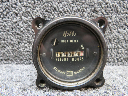 Stewart-Warner MI-990 Stewart Warner Hobbs Flight Hours Hour Meter Indicator (Hours: 1482.1) 