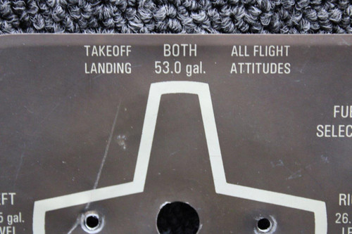 0505095-10 Cessna 172S Fuel Selector Placard (53 Gallon)