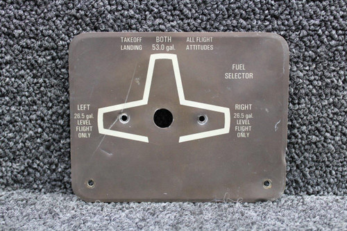 0505095-10 Cessna 172S Fuel Selector Placard (53 Gallon)