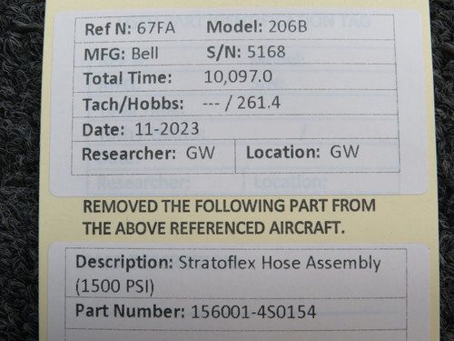 156001-4S0154 Bell 206B Stratoflex Hose Assembly (1500 PSI)