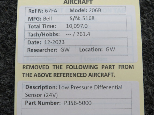 P356-5000 Bell 206B Low Pressure Differential Sensor (24V)