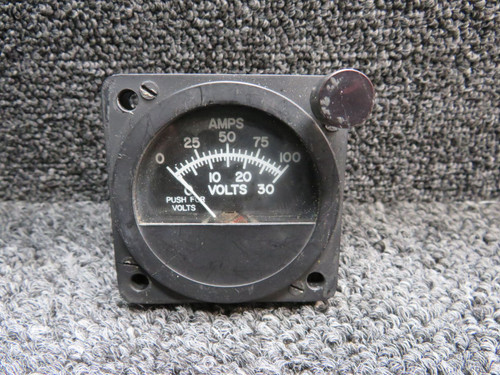 12-2005-2 Aircraft Dual Voltmeter, Ammeter Indicator (Cracked Face)