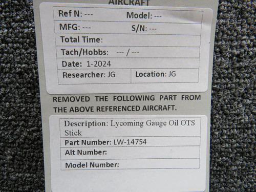 H and E Aircraft LW-14754 Lycoming Gauge Oil OTS Stick 