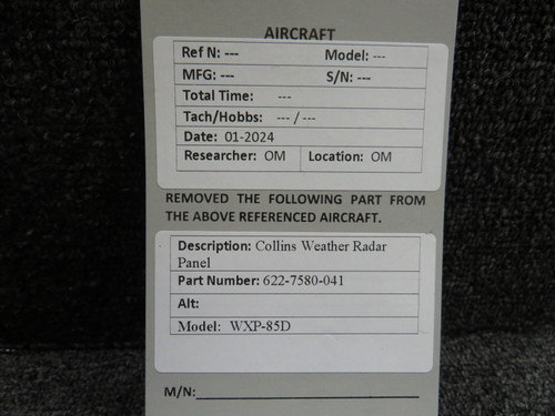 622-7580-041 Collins WXP-85D Weather Radar Panel Unit