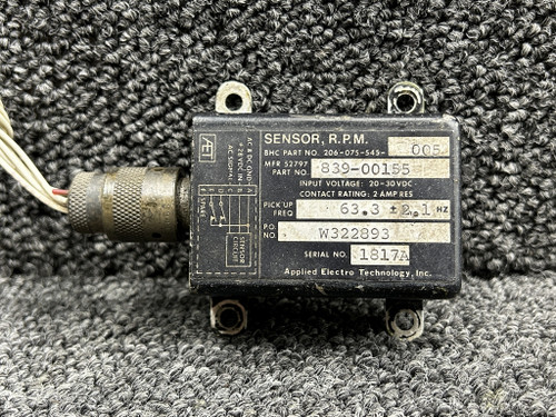 839-00155 (Alt: 206-075-545-005) Electro Technology RPM Sensor Unit (20-30V)