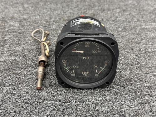 Aircraft Instruments 18B1000-3 (Alt: 60-384079-1) Aircraft Instrument Tri-Engine Indicator with Probe 