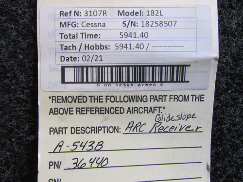 36440 Aircraft Radio R-543B Glideslope Receiver (No Tray)