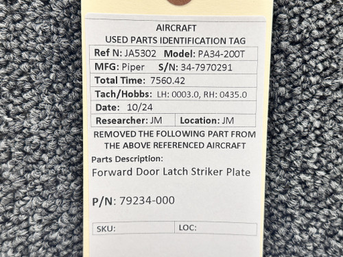 79234-000 Piper PA34-200T Cabin Door Latch Plate