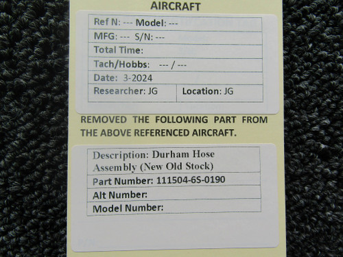 111504-6S-0190 Durham Hose Assembly (New Old Stock)