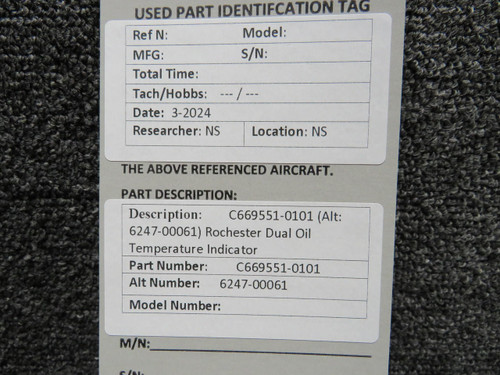 Rochester C669551-0101 (Alt: 6247-00061) Rochester Dual Oil Temperature Indicator Cluster 