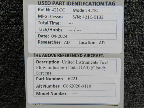 6221 United Instruments Dual Fuel Flow Indicator (Code G.60) (Has ...