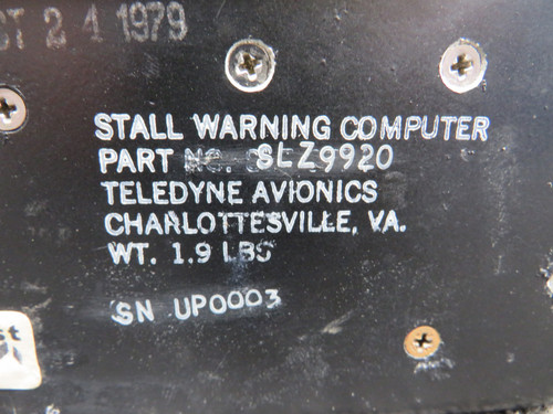 SLZ9920 Teledyne Stall Warning Computer For Sale