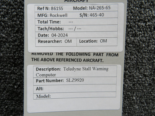 SLZ9920 Teledyne Stall Warning Computer For Sale