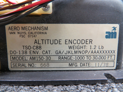 AM150-30 Aero Mechanism 28 Volt Altitude Encoder Range 1,00 to 30,000 ft
