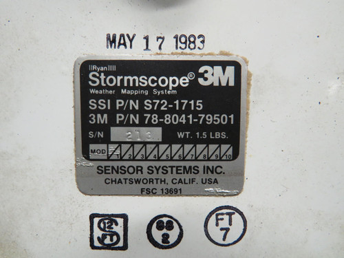 3M, Sensor Systems S72-1715 (Alt: 78-8041-79501) 3M Sensor Systems Stormscope Antenna (Blue) 