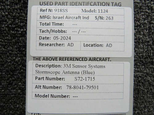 3M, Sensor Systems S72-1715 (Alt: 78-8041-79501) 3M Sensor Systems Stormscope Antenna (Blue) 