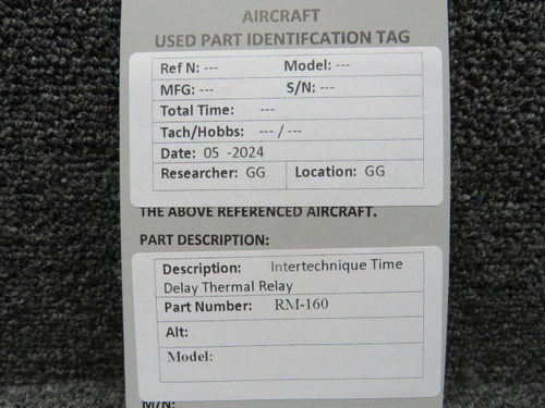 Intertechnique RM-160 Intertechnique Time Delay Thermal Relay 