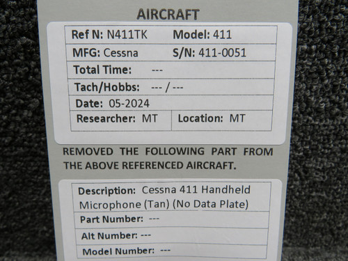 Cessna 411 Handheld Microphone (Tan) (No Data Plate)