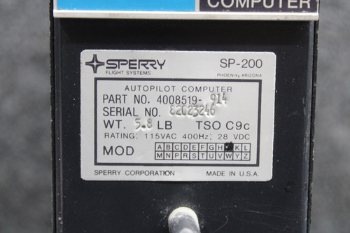 4008519-914 Sperry SP-200 Autopilot Computer- Has Modifications