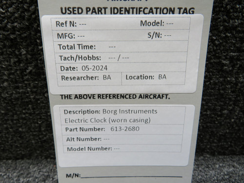 613-2680 Borg Instruments Electric Clock (Worn Casing) For Sale