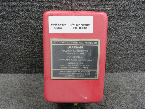 104-0112-00 Bonzer Mark-10 Radar Altimeter with Mount (Volts: 11-30)