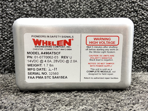 01-0770062-03 Whelen A490ATSCF Strobe Power Supply (Volts: 14-28)