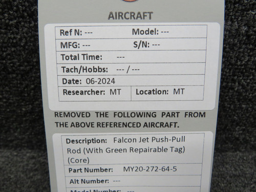 MY20-272-64-5 Falcon Jet Push-Pull Rod with Green Repairable Tag (Core)