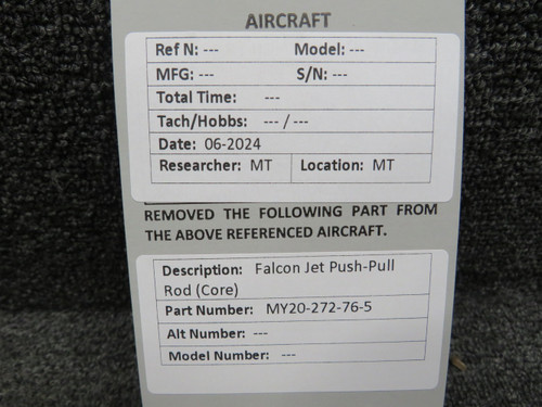MY20-272-76-5 Falcon Jet Push-Pull Rod (Core)