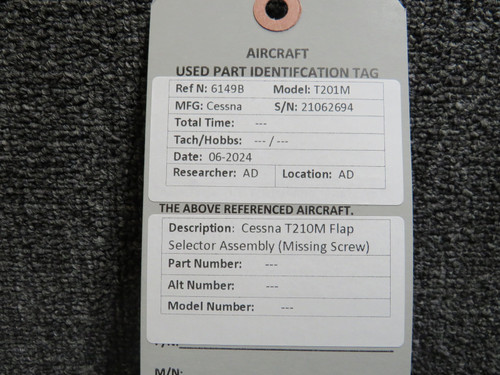 Cessna T210M Flap Selector Assembly (Missing Screw)