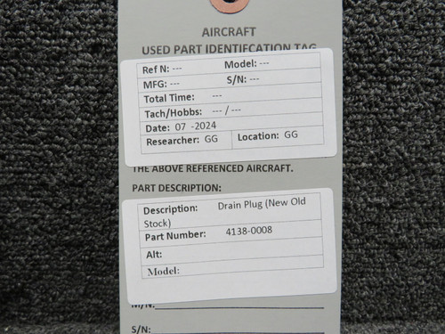 4138-0008 Drain Plug (New Old Stock)