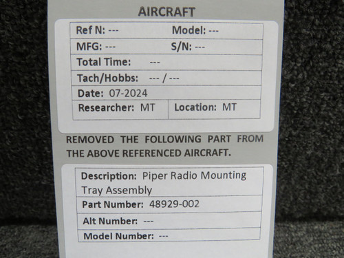 48929-002 Piper Radio Mounting Tray Assembly