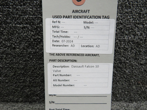 Dassault Falcon 10 Valve