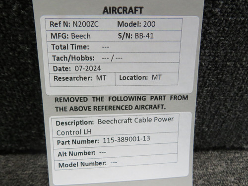115-389001-13 Beechcraft Cable Power Control LH