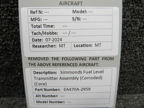 Simmonds Precision EA470A-2959 Simmonds Fuel Level Transmitter Assembly (Corroded) (Core) 