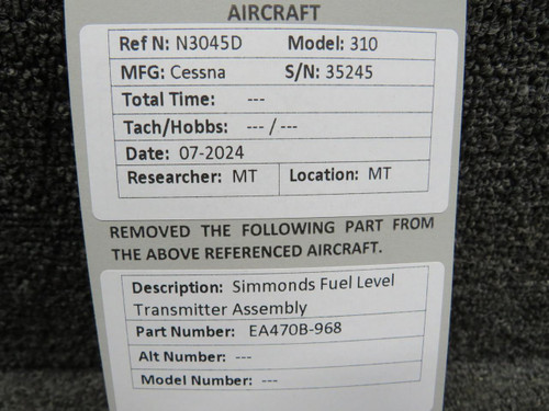 Simmonds Precision EA470B-968 Simmonds Fuel Level Transmitter Assembly 