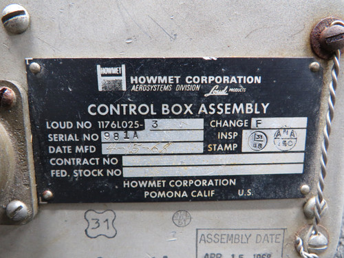 1176L025-3 Howmet Control Box For Sale