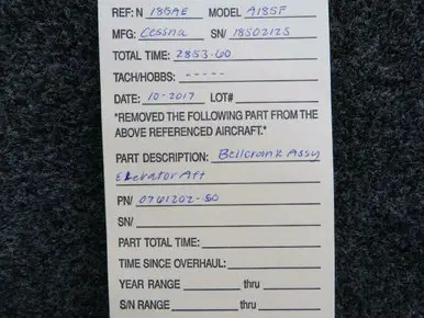 0761202-50 Cessna A185F Elevator Rear Bellcrank Assy