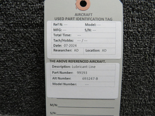 99193 (Alt: 693247-B) Lubricant Line Assembly